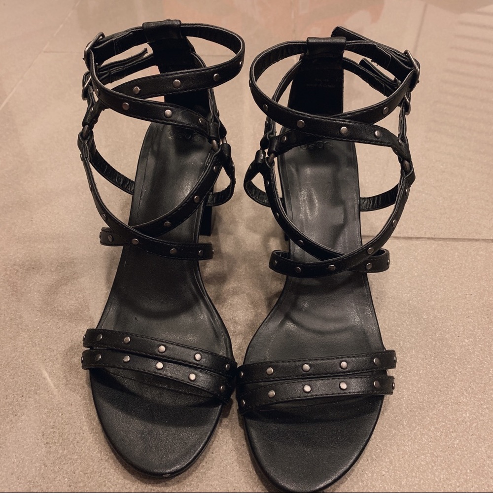 ASOS Black Strappy Studded Heel Sandals